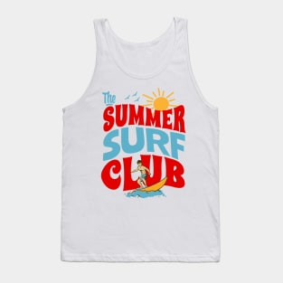 The Summer Surf Club Wavy Text Vintage Retro Ocean Tank Top